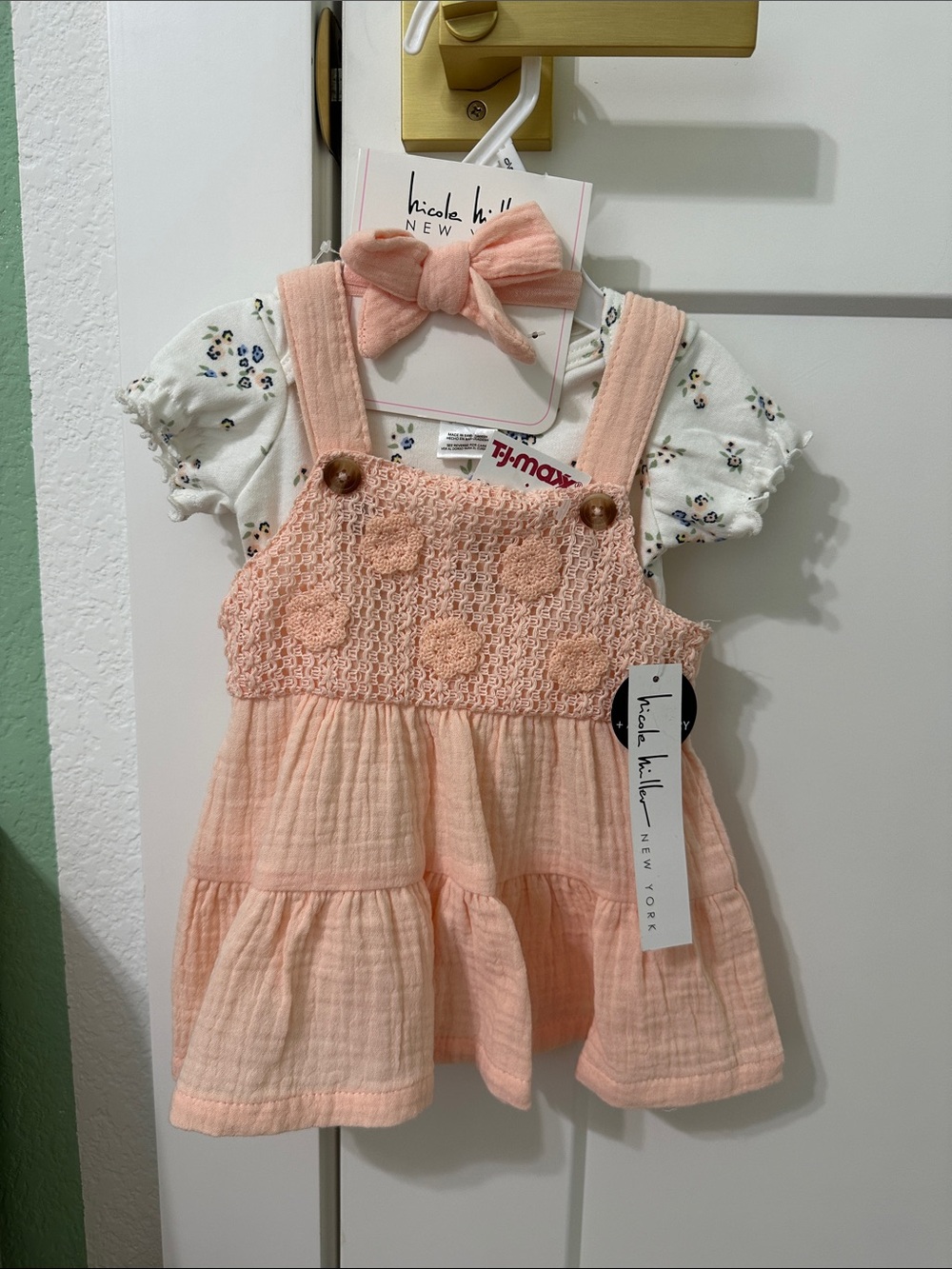 nicole miller New York Peach Smocked Tiered Sundress for Girls